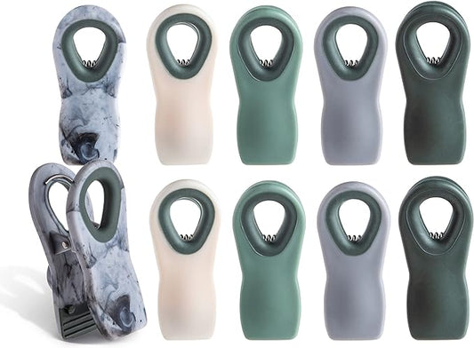 COOK WITH COLOR Bag Clips with Magnet - Chip Clips and Food Bags with Airtight Seal Grip (Green Ombre, Pack of 10)