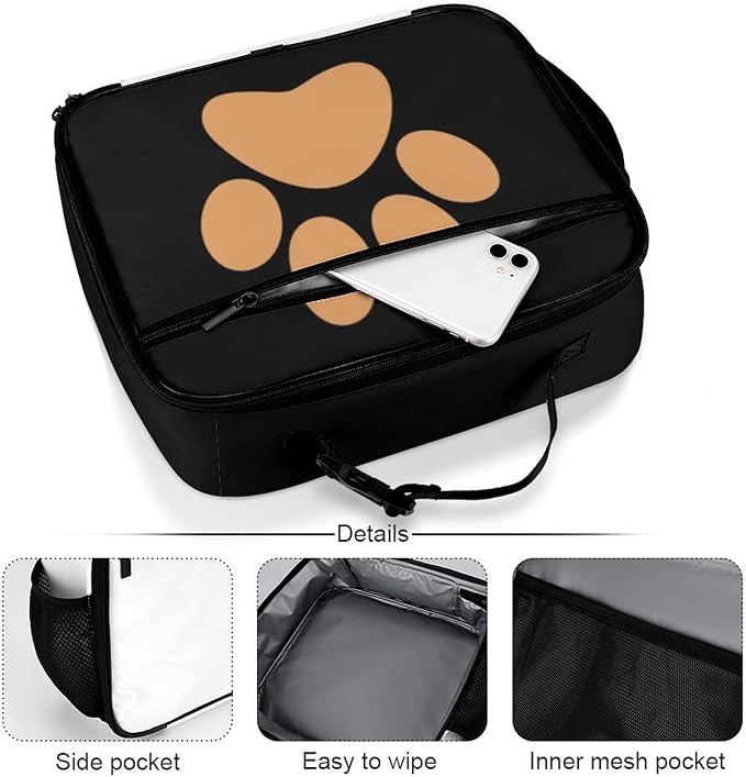Paw Print Reusable Lunch Box Insulated Lunch Bag Cooler Bag Lunchbox Meal Food Container Tote Bag for Women Kids Girls Boy School Camping Hiking Picnic Beach Travel