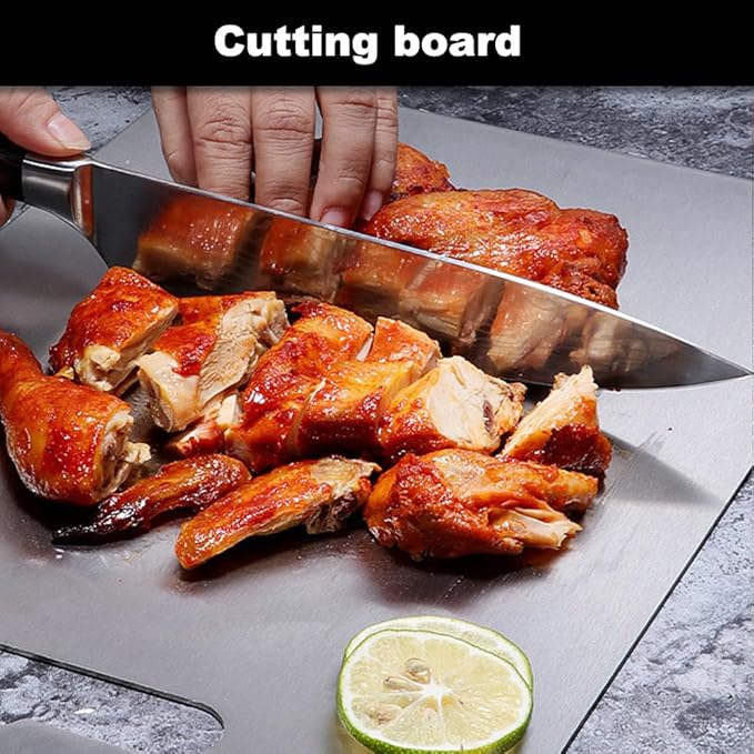 Titanium Cutting Board for Kitchen, Stainless Non Stick Chopping Board, Upgrade Double Sided Food-Grade Titanium Board for Kitchen for Meat Cheese Vegetable (Large)