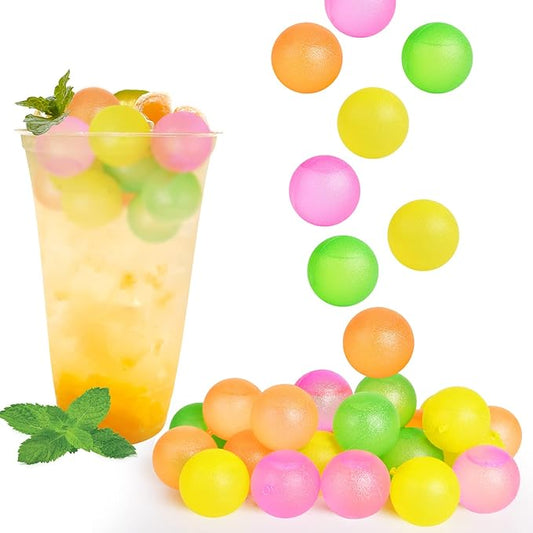 100 Pack Reusable Ice Cubes for Drinks - Colorful Round Shape Plastic Cubes Without Diluting - BPA Free, Refreezable for Coffee, Wine, Whiskey, Cocktails (Multicolor)
