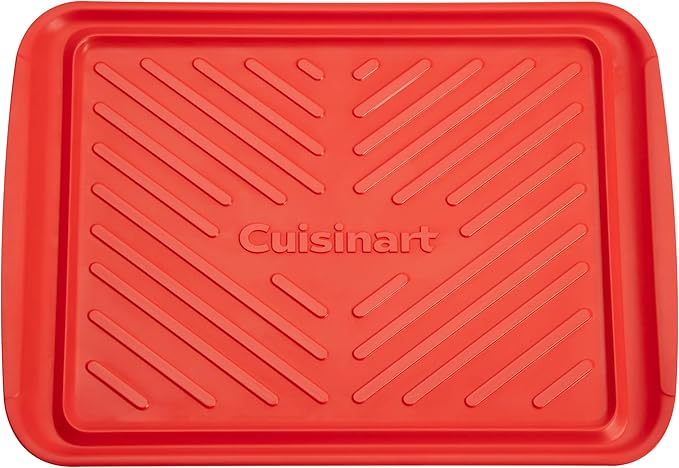 Cuisinart Grilling Prep and Serve Trays, 18.1x10.5 inch Large BBQ Trays Safe for Food Handling, 2 Dishwasher Safe Nesting Trays Black/Red, Perfect Grilling Tray for Cooked and Raw Meat, Fits 9 Burgers