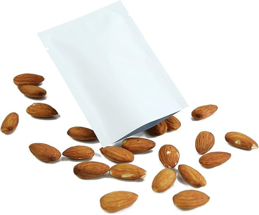 QQ Studio 100 PCS Metallic Mylar Foil Open Top Sealable Bags (9x13cm(3.5x5.1"), 100x White)