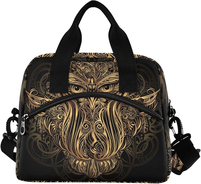 Mascot Owl Insulated Lunch Bag Reusable Lunch Tote Bag Cooler Bag for Women Men Adult Lunch Box with Adjustable Shoulder Strap Leakproof Lunch Bag for Work Picnic Camping