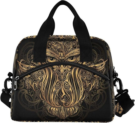 Mascot Owl Insulated Lunch Bag Reusable Lunch Tote Bag Cooler Bag for Women Men Adult Lunch Box with Adjustable Shoulder Strap Leakproof Lunch Bag for Work Picnic Camping