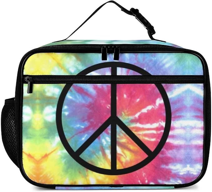 Peace Sign Reusable Lunch Box Insulated Lunch Bag Cooler Bag Lunchbox Meal Food Container Tote Bag for Women Kids Girls Boy School Camping Hiking Picnic Beach Travel