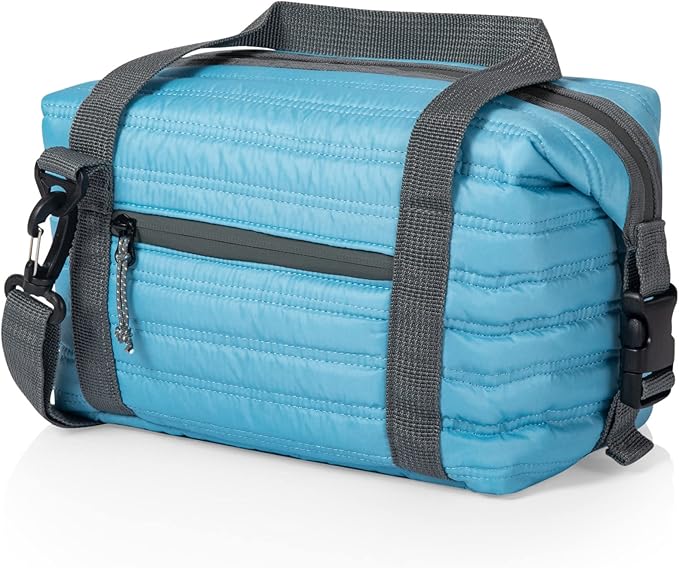 PICNIC TIME Midday Quilted Washable Insulated Lunch Bag, Soft-sided Lunch Box, Lunch Cooler Bag, (Sky Blue)