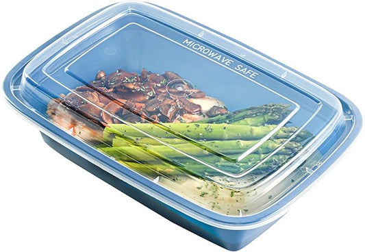 Restaurantware Asporto 38 Ounce Take Out Containers, 100 Food Containers With Lids - Microwavable, Disposable, Midnight Blue Plastic To Go Food Containers, No BPA, For Take Out And Delivery