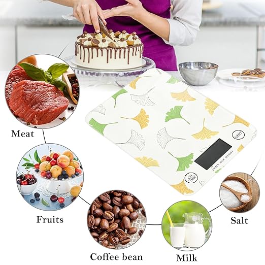 Food Scale Kitchen Scale Food Scales Digital Weight Grams and Ounces Small Electronic Food Scale for Baking Cooking Ginkgo Leaves