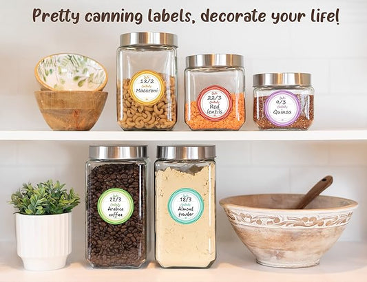Mason Jar Lid Labels, Removable Canning Label, Waterproof Write-On Meal Prep Label for Food Container, Glass Bottle, Canned Jams, Preserve, Home & Kitchen Organization, 90 (Forest Streams)
