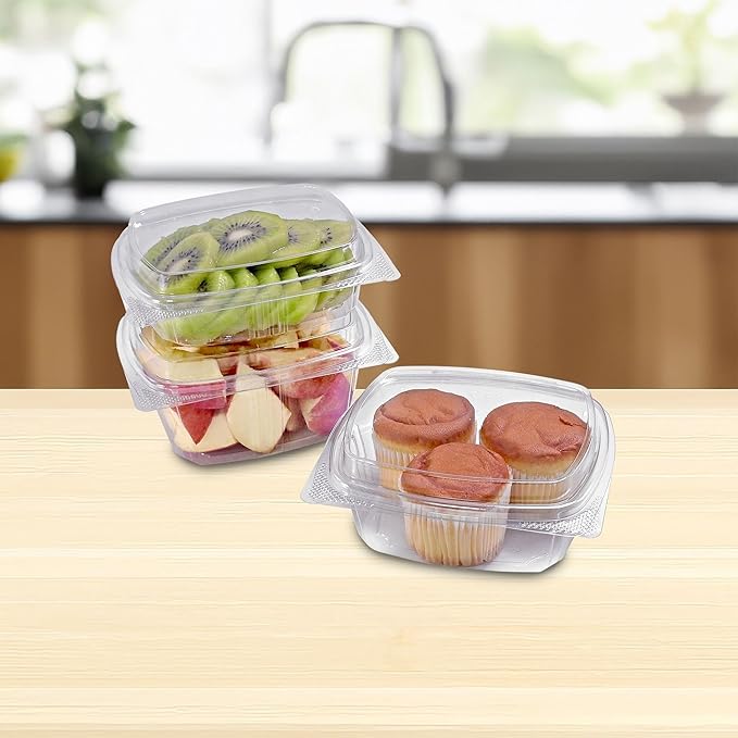8oz Tall Dome RPET Clear Hinged Lid Deli Container- 200Pcs