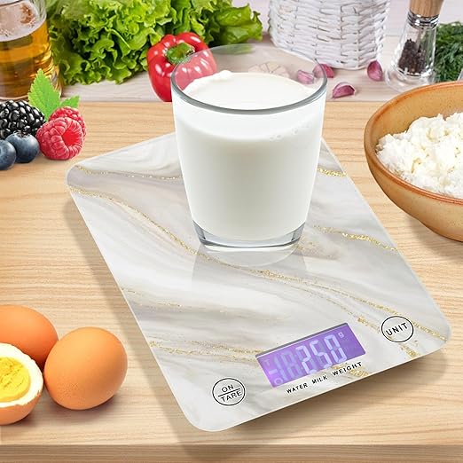 Food Scale Kitchen Scale for Baking Cooking Digital Food Weighing Measuring Scale Small Waterproof Electric Food Scale Marble