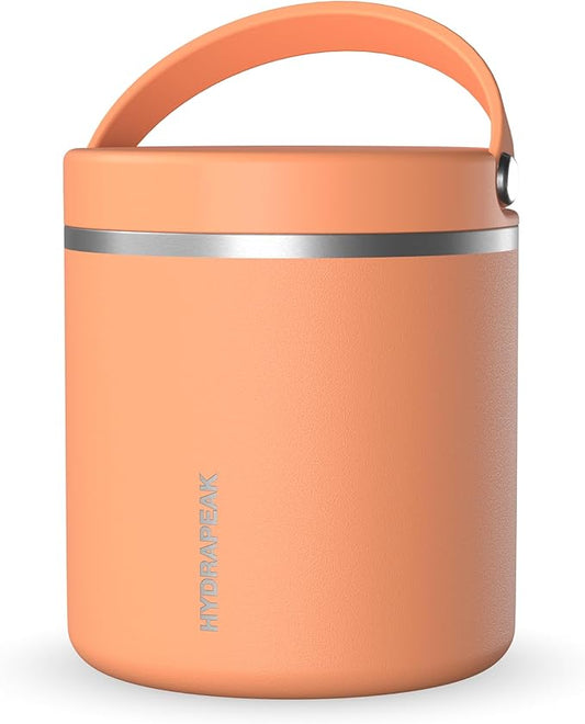 Hydrapeak 25oz Stainless Steel Vacuum Insulated Thermos Food Jar | Thermos for Hot Food and Cold Food, Wide Mouth Leak-Proof Soup Thermos for Adults, 10 Hours Hot and 16 Hrs Cold (Apricot Crush)