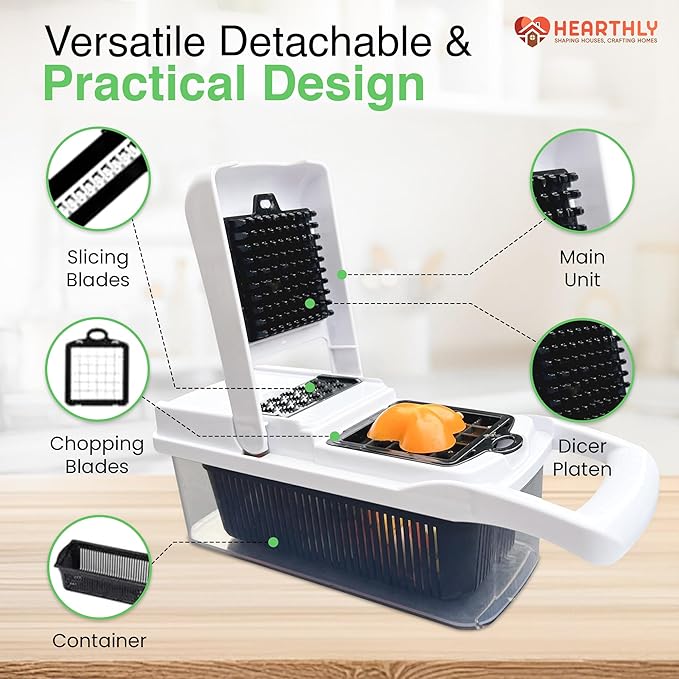 22-in-1 Vegetable Chopper with 13 Blades, Onion Cutter, Egg & Mandoline Slicer, Veggie Dicer with Container – Essential Kitchen Gadget for Meal Prep & Cooking Convenience