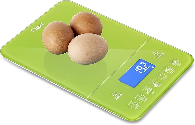 Ozeri Touch III Digital Kitchen Scale with Calorie Counter, 22 lbs (10 kg), Lime Green