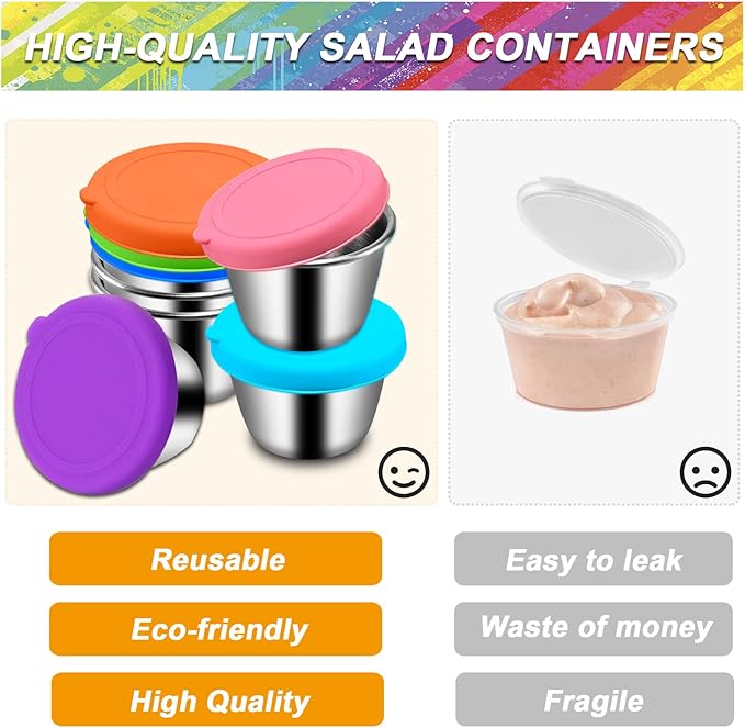 10PCS Food Storage Bags Silicone, Leakproof Reusable Storage Bags, Reusable Snack Bags Silicone for Home Food Storage, Kids School Lunch,Picnic and Travel (Salad Dressing Container)