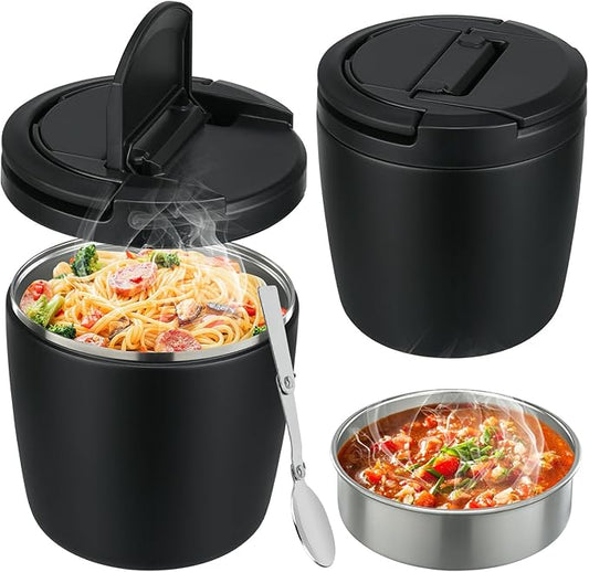 40oz Insulated Lunch Containers for Adults Soup Thermo for Hot Food Jar Wide Mouth Leak Proof Vacuum Stainless Steel Thermal Bento Box with Buckle Lid and Spoon
