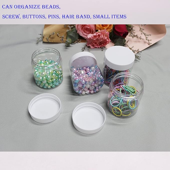 28 Pack 4 oz (120 ml) Plastic Jars with White Lids, Plastic Slime Jar/Containers with Lids, Storage Favor Jars/Empty Plastic Jars for Body Butter, Cosmetics, Scrub (Clear)