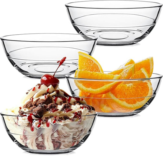 NUTRIUPS 4 Pack 5.5 Inch Small Glass Bowls, Tempered Glass Prep Bowls, Micowave, Dishwasher and Oven Safe