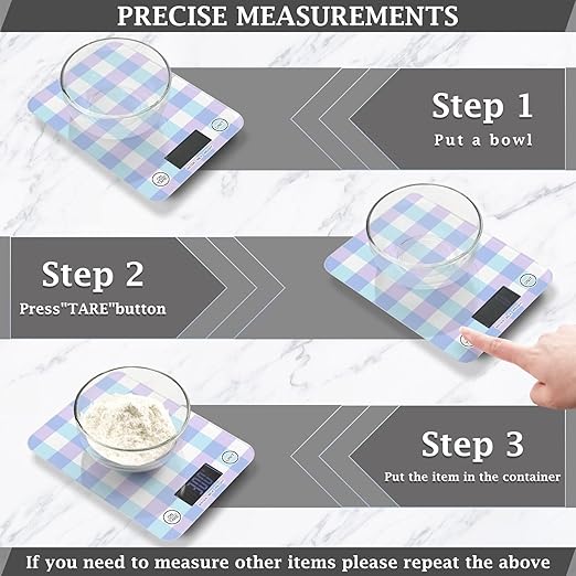 Food Scale Kitchen Scale Food Scales Digital Weight Grams and Ounces Small Electronic Food Scale for Baking Cooking Blue and Purple Plaid