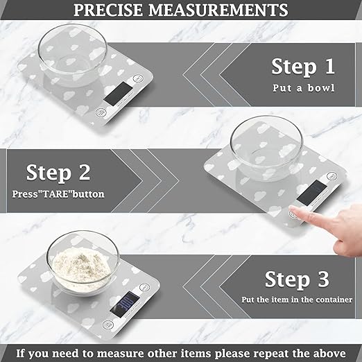 Food Scale Kitchen Digital Scale Food Ounces and Grams Dieting Baking Cooking Waterproof Glass Panels LCD Display,4 Units Scale Tare Function Could