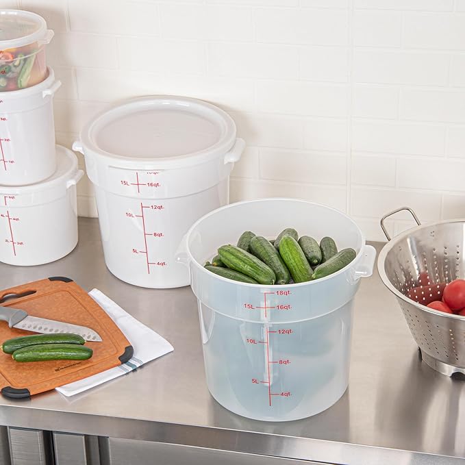 Restaurantware-Met Lux 18 Quart Food Storage Container, 1 Translucent Storage Container - Lids Sold Separately, Red Volume Markers, Dishwashable Container, Side Handles, For Storing Foods