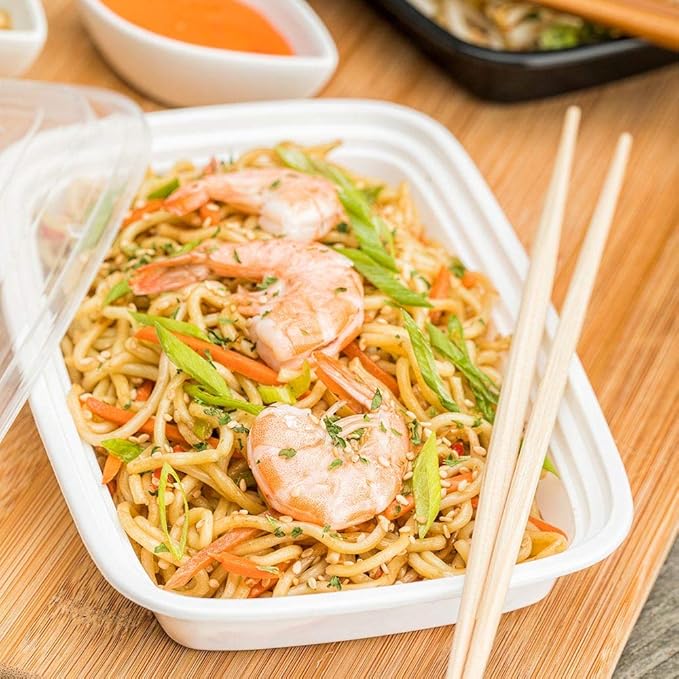 Restaurantware Asporto 16 Ounce To Go Boxes 100 Microwavable Round Soup Containers - Clear Plastic Lids Included Do Not Contain BPA White Plastic Catering Food Containers Disposable
