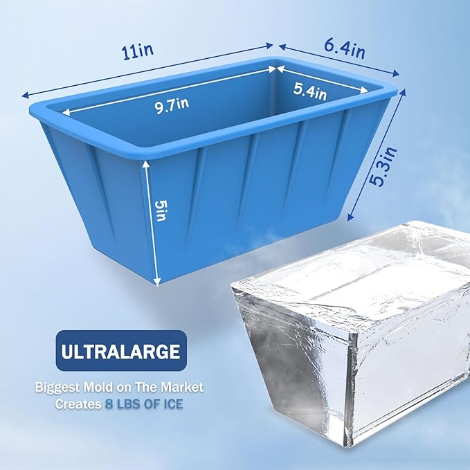 Extra Large Ice Block Molds 6Pack 48LB Silicone Large Ice Cube Molds for Cold Plunge Tub,Reusable Ice Cube Trays for Freezer,Ice Block Molds for Home Ice Bath,Cold Plunge Accessories,Ice Bath Chiller