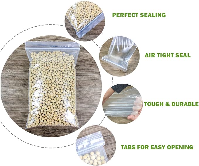 10" X 12" (500 Bags) 2 Mil Clear Reclosable Zip Plastic Poly Bags with Resealable Lock Seal Zipper