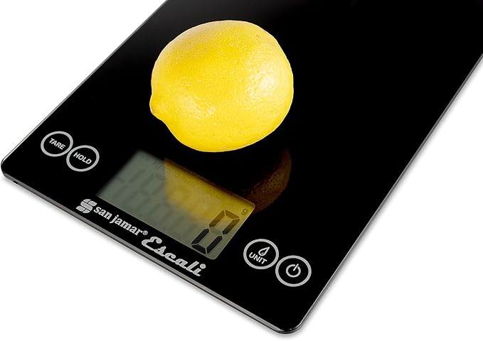 San Jamar Escali Glass Digital Food Scale, Black