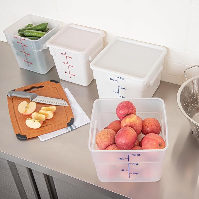 Restaurantware - Met Lux 12 Quart Food Storage Container, 1 Translucent Storage Container - Lids Sold Separately, Blue Volume Markers, Dishwashable Container, Side Handles, For Storing Foods