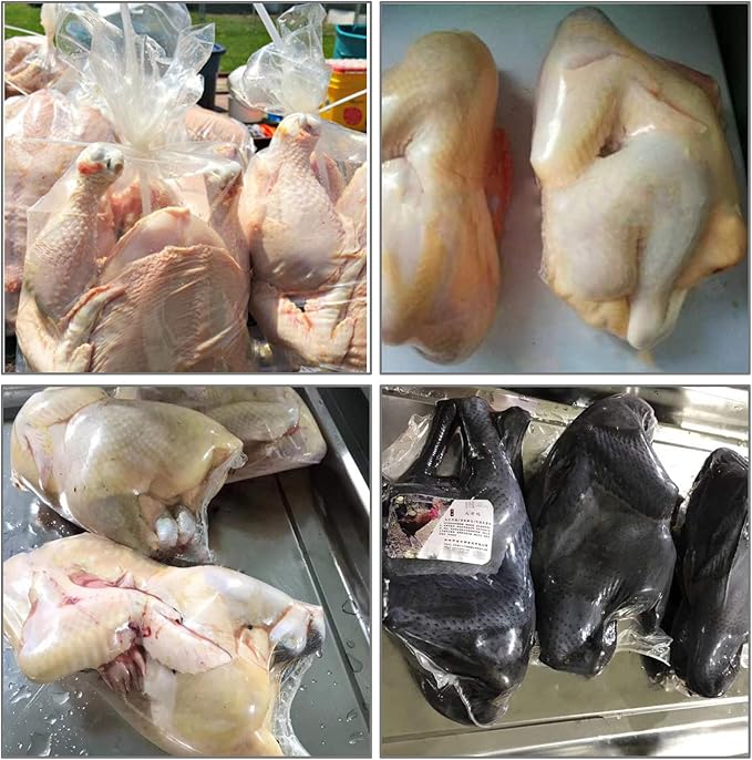 Poultry Shrink Wrap Bags,10x16 Inches 30 Pcs Clear Poultry Heat Shrink Bags Freezer With Zip Ties, Silicone Straw for Chickens, Rabbits