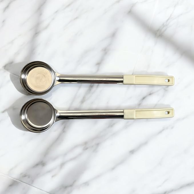 3 Ounce Solid Stainless Steel Portion Control Ladle Spoon for Measuring and Serving; Commercial Grade Serving Scoops [Pack of 2]