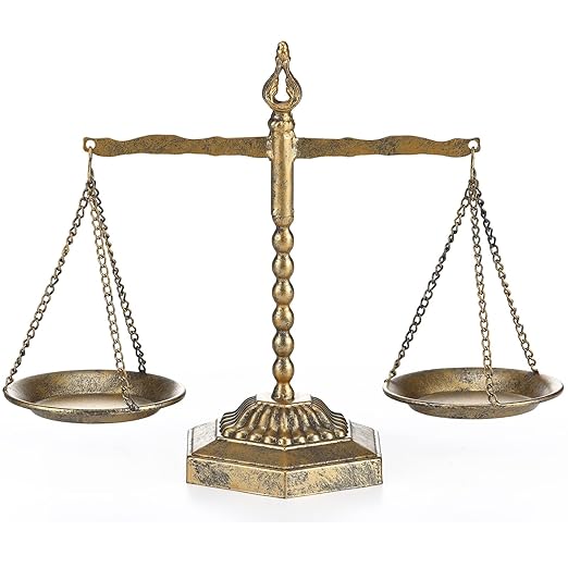 Farmhouse Table Libra Scale Decor, Metal Centerpiece Balance for Justice Home Decorative with Vintage Style Gold