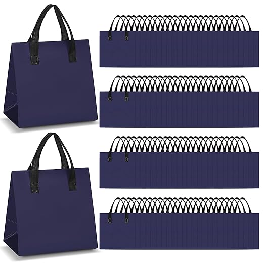 Kacctyen 100 Pcs Insulated Take Out Bags Bulk 9.5 x 6 x 9.5 in Thermal Insulation Food Bag for Coffee, Milk Tea, Hot Cold Food, Delivery Cooler Bag for Catering Restaurant Grocery Picnic (Navy Blue)