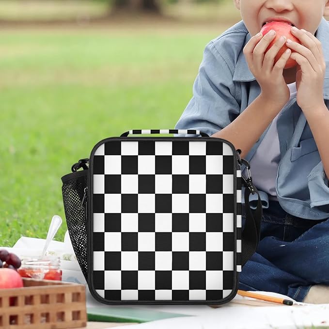 Lunch Bag Personalized Insulated Lunch Bag Gifts Reusable Lunch Box Picnic Travel Lunch Tote Bag Snack Bag Black White Texture(23)