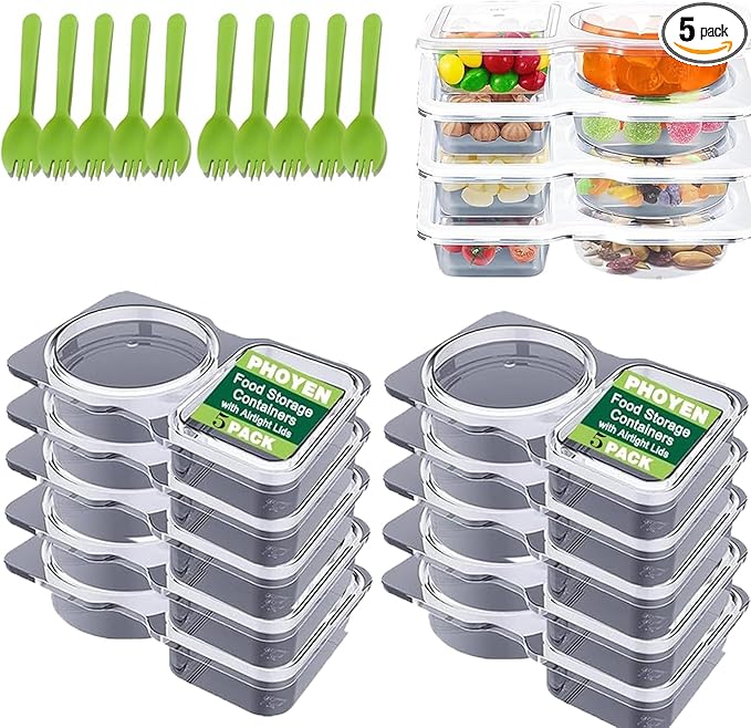 10Set Reusable Snack Containers with Lids,Snack Pack Containers for Portion Control and Meal Prep Lunch Containers for School Office Travel