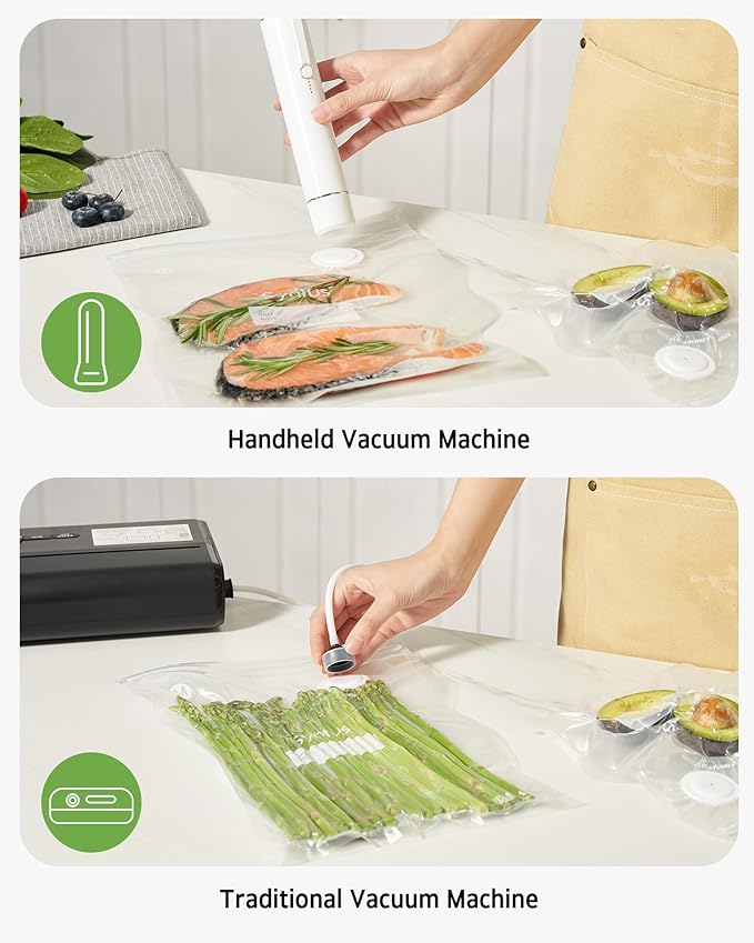 [2025 Upgraded] Syntus Vacuum Sealer Bags for Food, 10 Pcs Medium Size 10" x 13.8" Food Storage Bags for Sous Vide Cooking Microwave Heating, Air Valve Zipper Bags & Zip Clips