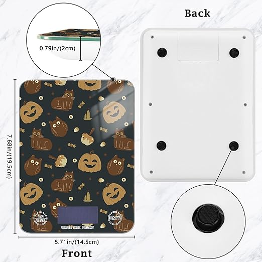 Food Scale Kitchen Scale for Baking Cooking Digital Food Weighing Measuring Scale Small Waterproof Electric Food Scale Halloween Cat and Pumpkin Black