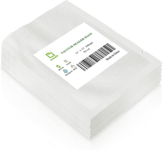CANLENPK 5.1x7.1 Inch/13x18cm Vacuum Food Seal Bags,Small Food Vacuum Storage Sealer Bag,Seal Meal Snack Fruit Nut Tea Cookie Bean,Boil Steam Heat Freezer Sous Vide Grocery Sealable Food Bag (100PCS)