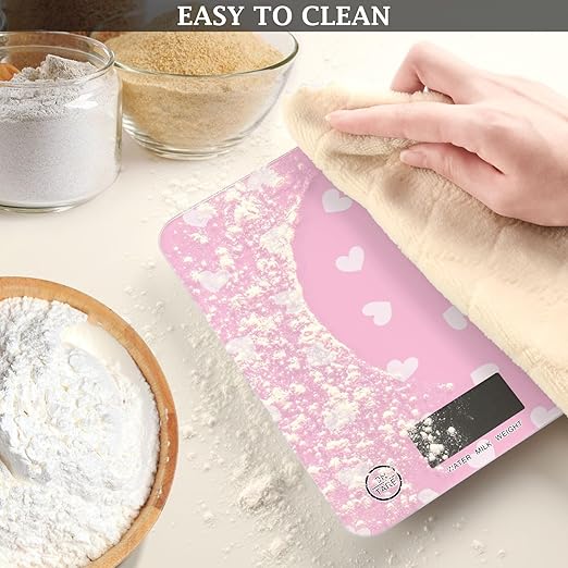 Food Scale Kitchen Scale for Baking Cooking Digital Food Weighing Measuring Scale Small Waterproof Electric Food Scale Love Heart Pink