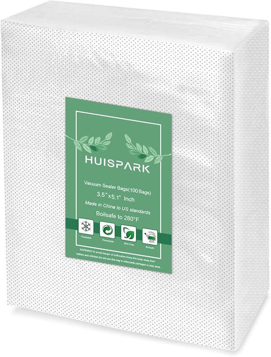 Vacuum Sealer Bags, Food Vacuum Sealer Bag, 100Pcs 3.5" x 5.1" Smell Proof Bags, Heavy Duty, Puncture Prevention, Boilsafe, Freezable, BPA Free, Commercial Grade, Fit Airtight Food Storage Sous Vide