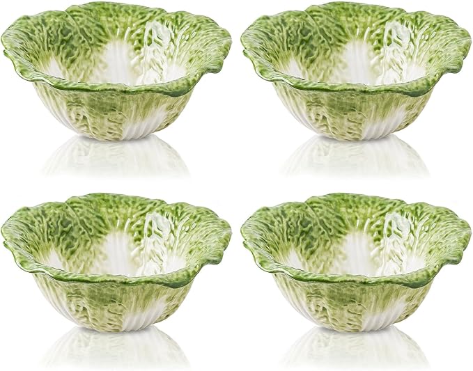 KXZ Green Ramen Noodle Bowls Microwavable 7 Inch, 16 Oz Ceramic Dinner Bowl Sets of 4 for Kitchen, Orcelain Silverware Set for Cereal, Soup, Serving, Rice, Pho, Salad, Pasta, Chip, Fruits, Vintage