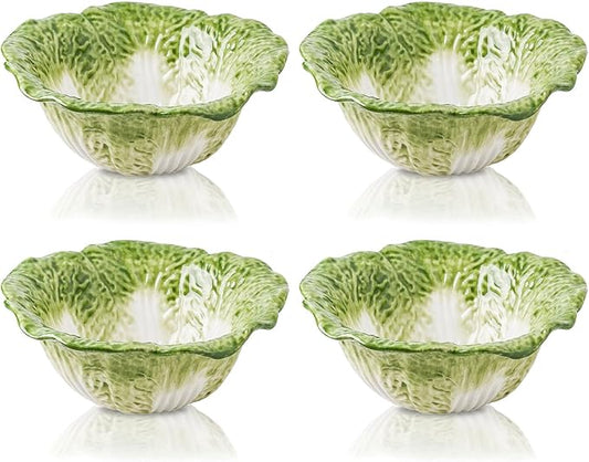 KXZ Green Ramen Noodle Bowls Microwavable 7 Inch, 16 Oz Ceramic Dinner Bowl Sets of 4 for Kitchen, Orcelain Silverware Set for Cereal, Soup, Serving, Rice, Pho, Salad, Pasta, Chip, Fruits, Vintage