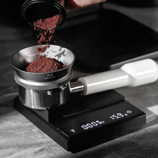 0.1g High Precision Digital Coffee Scale, 0.3g to 2kg Measuring Range Rechargeable Espresso Scale with Tare Function, LED Display (Black, ABS)