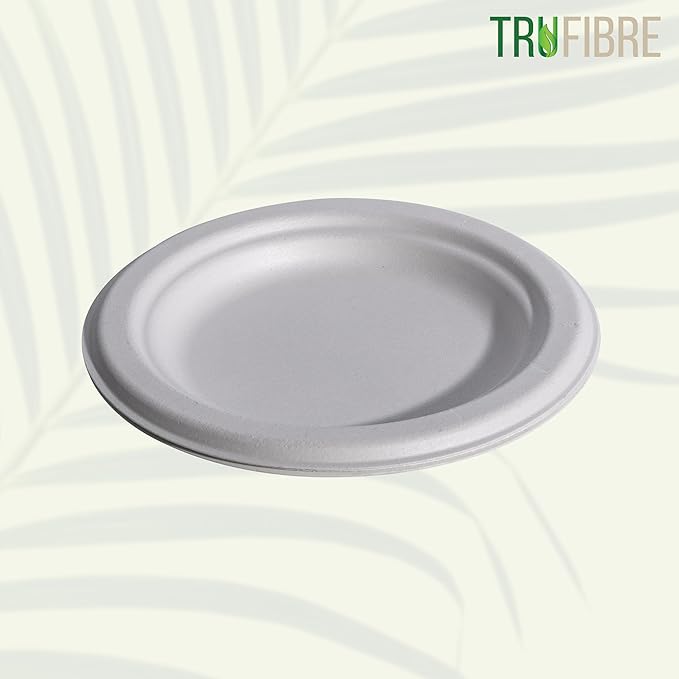 6" Paper Plates, Compostable Bagasse Food Container, Disposable, Microwave Safe for Lunch, Dinner, Party, Supplies, Events, Bulk, 125 Pack