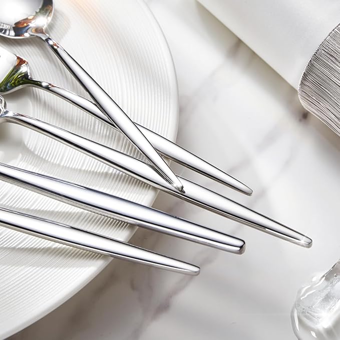 KINGSTONE Silverware Set, 10-Piece Flatware Set Cutlery Set Premium 18/10 Stainless Steel, Tableware Include Forks Knives Spoons for Home Kitchen Restaurant Wedding, Dishwasher Safe
