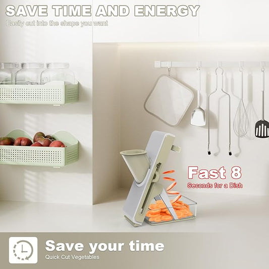 Mandoline Slicer for Kitchen, Vegetable & Cucumber Slicer, Easy to Clean Chopping Artifact (White Light Gray)