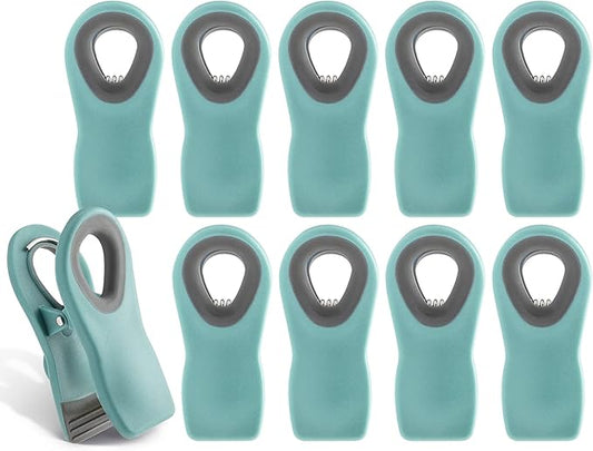 COOK WITH COLOR Bag Clips with Magnet- Food Clips, Chip Clips, Bag Clips for Food Storage with Airtight Seal Grip for Bread Bags, Snack Bags and Food Bags (Teal, Pack of 10)