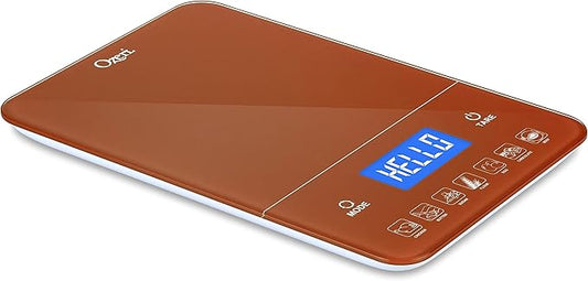 Ozeri Touch III Digital Kitchen Scale with Calorie Counter, 22 lbs (10 kg), Burnt Ochre