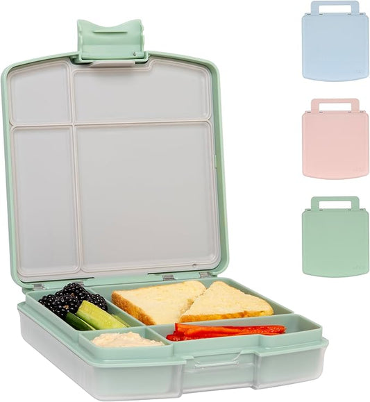 Ubbi Bento Lunch Box for Kids with 4 Compartments, BPA-Free, Leakproof, Dishwasher Safe, Food-Safe Material, Portion-Controlled Lunch Container, Kids Summer Camp, Sage Green